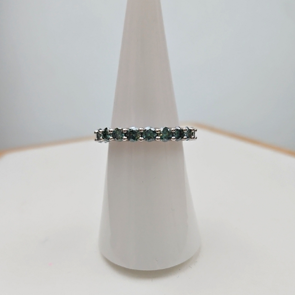 Green Moissanite Eternity Band Ring